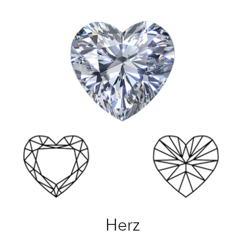 heart cut display of LONITÉ cremation diamonds from hair or cremation ashes