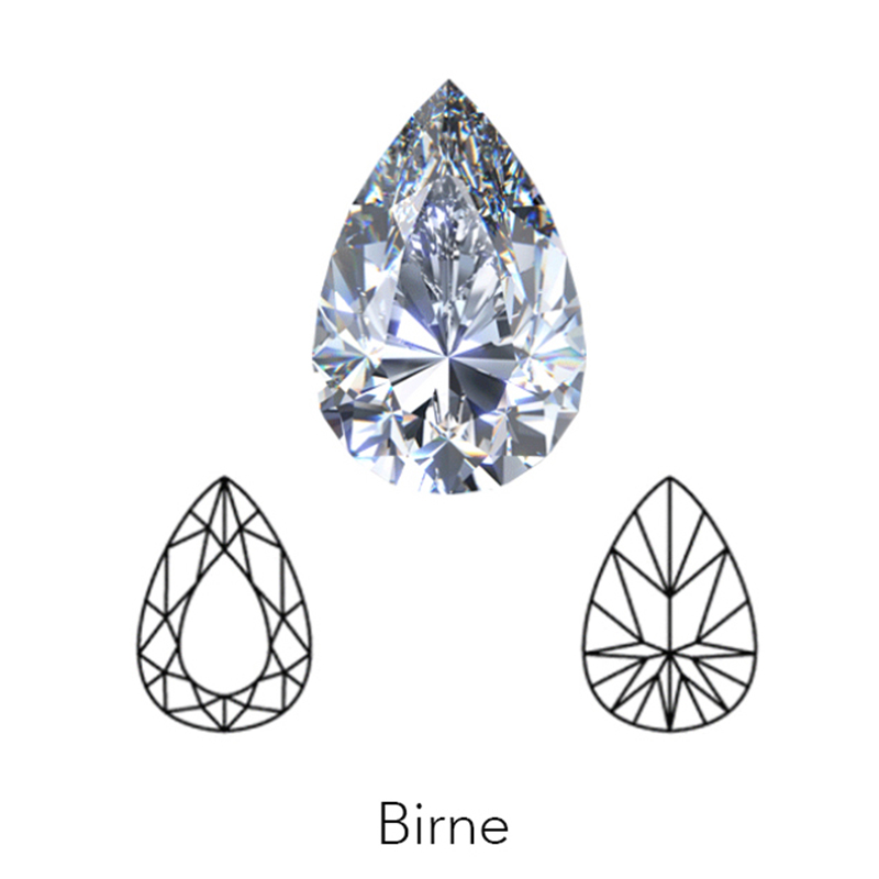 pear cut display of LONITÉ cremation diamonds from cremation ashes and hair