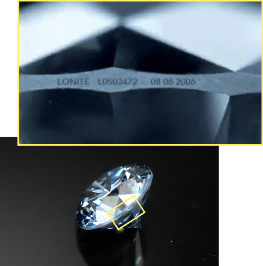 laser inscription text on a cremation diamond from ashes